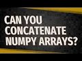 Can you concatenate NumPy arrays