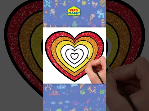 🌈 Colorful Glitter Heart Drawing Step By Step #shorts #drawing