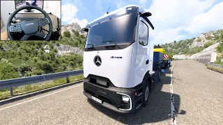 NEW Mercedes Actros MP6 - trip through Balkans | Euro Truck Simulator 2 | Steering wheel gameplay