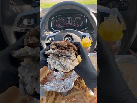 Huge messy cheeseburger from Five Guys ππ₯#food #asmr #mukbang