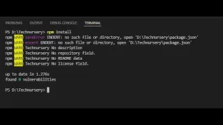 no such file or directory open package json npm install command error reactjs react native nodejs