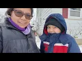 Outside activities during winter - snowball fight and snow angel