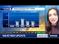 Meteorologist Taylor Cox shows temperatures in the 50s through the workweek