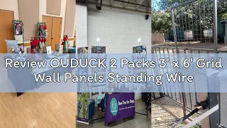 Review OUDUCK 2 Packs 3 x 6 Grid Wall Panels Standing Wire Grid Study Display Rack with T-Base Wh