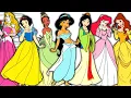 Disney Princesses Coloring Pages Princess Belle Ariel Tiana Aurora Jasmine Mulan and Snow White