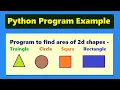 Python program to find area of 2d shapes - Traingle Circle Sqare Rectangle 116 Highblix