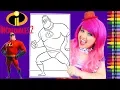 Coloring Incredibles 2 Mr Incredible GIANT Coloring Book Page Crayola Crayons KiMMi THE CLOWN