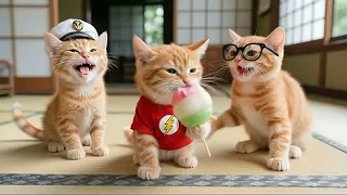 Two Cute Cousins Are Here! Tiger Hat Kitten & Dais