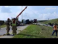 Semi carrying rail rolls over taking 20E to 29S in Sioux City