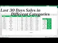 excel last 30 days formula