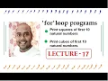 To print squares and cubes of first 10 natural numbers for loop programs BlueJ ICSE Java