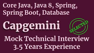Java 8 Spring Boot database interview Questions Capgemini Technical Mock Java Interview