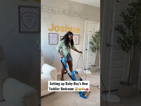 😻Setting up BABY BOY’S Toddler Bedroom 😱Transition from CRIB to Big BOY BED😭🚗Do we love? #shorts