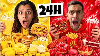ROUGE vs JAUNE : On Mange UNE SEULE COULEUR pendant 24H ! 😱🍓🍌