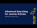 Advanced Journal Article Searching