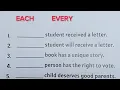 English Grammar Exercise - EACH EVERY
