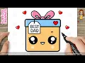 How to Draw a Cute Father s Day Gift Box - Step-by-Step Drawing for Kids