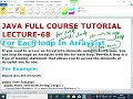 Java LECTURE - 68 For Each Loop In ArrayList Access ArrayList Elements EnhanceCodeLearning