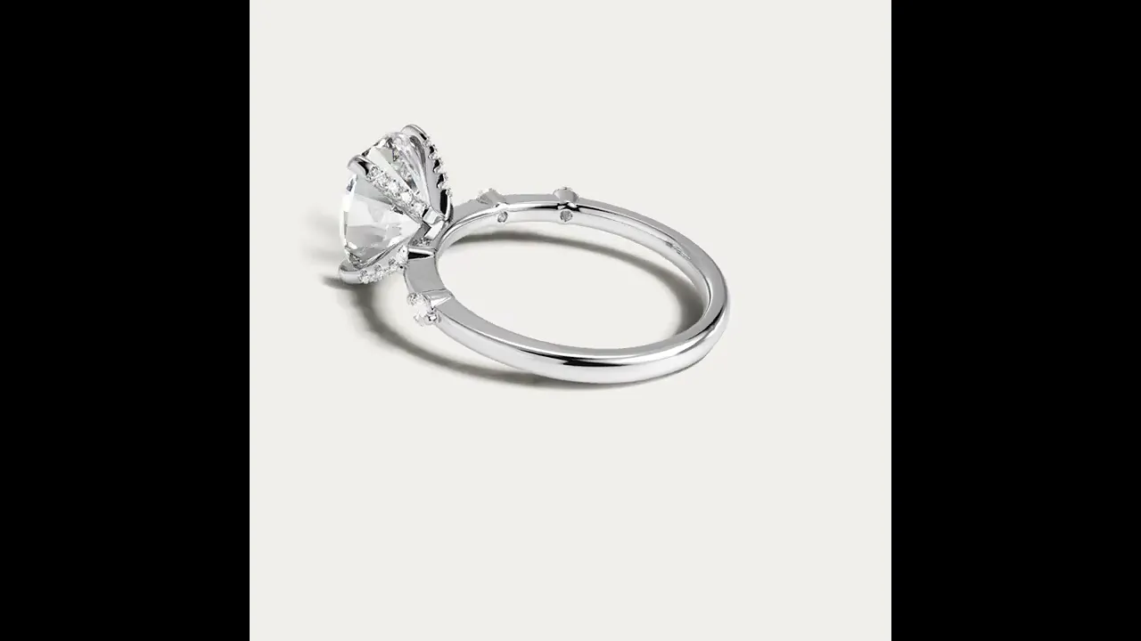 Remy丨Oval Lab Diamond Hidden Halo Engagement Ring with Floating Diamond Accents