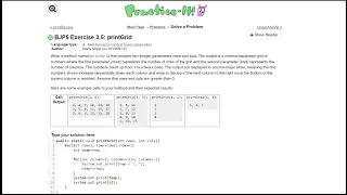 Java Practice It 3 5 printGrid method basics parameters nested for loops