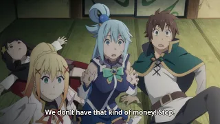 kazuma meets megumins parents and cute little komekko konosuba legend of crimson