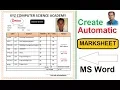 Automatic Marksheet creation in Ms word using Excel