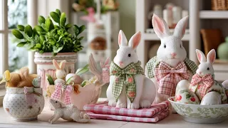 Cozy Shabby Chic Easter Decor Ideas Pastel Gingham Farmhouse Spring Home Tour