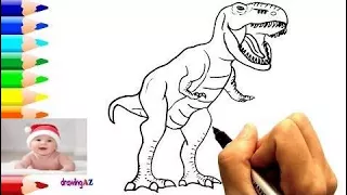 T REX Drawing and Coloring page for kid - Dinosaur coloring page 97