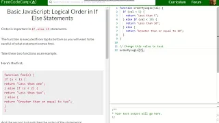 Basic JavaScript Logical Order in If Else Statements free code camp Dani