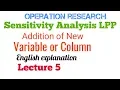 Sensitivity Analysis LPP Addition of New Variable Column in English Post Optimality Analysis