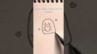 Doodle day-17 cute ghost with heart sketch