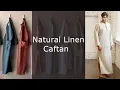 7 VEILS Men s Natural Linen Robe Casual Kaftan Cotton Thobe V Neck Long Gown with Pockets Caftan