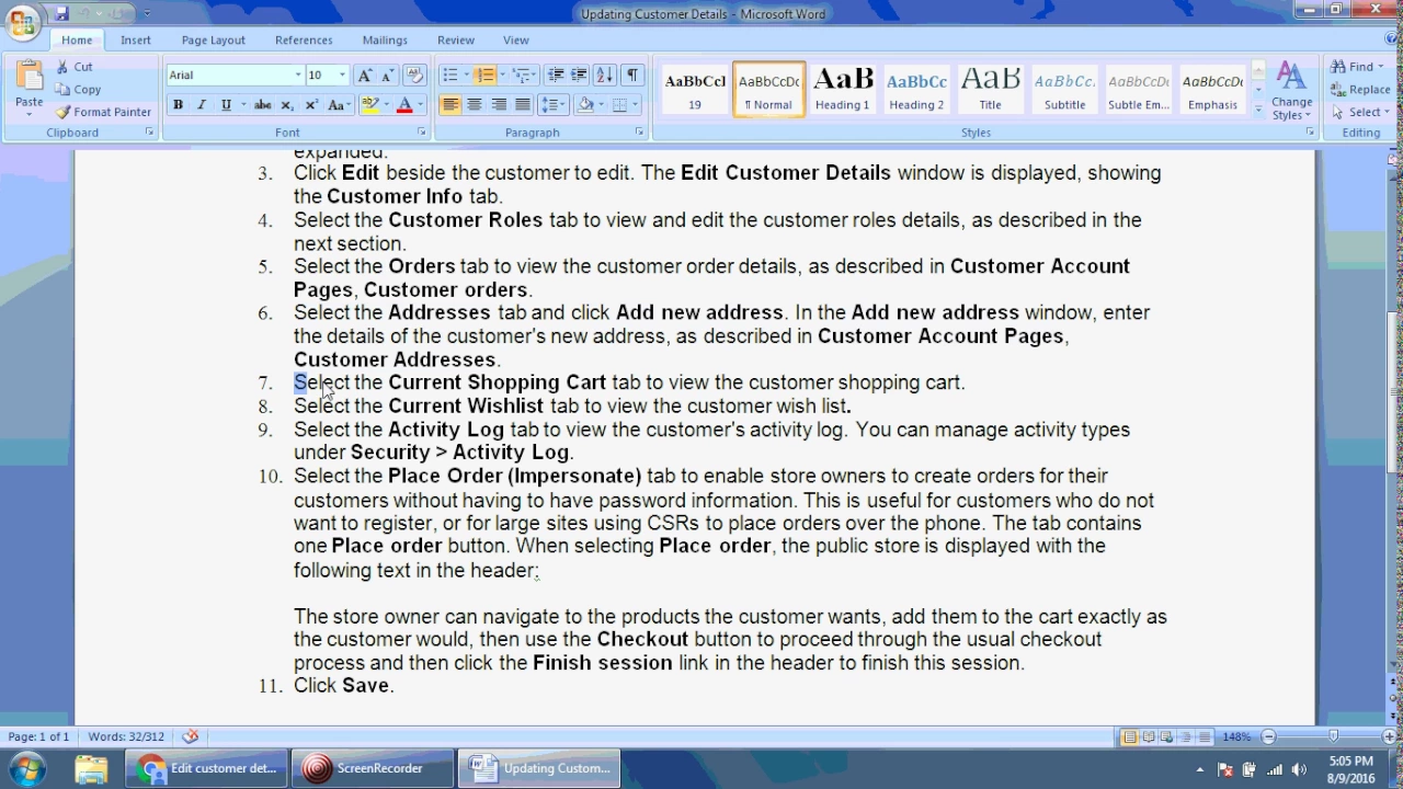 Updating Customer Details