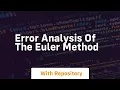error analysis of the euler method