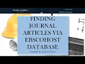 Finding Journal Articles via EbscoHost