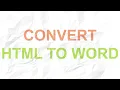 How to Convert HTML File to Word