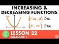 Increasing and Decreasing Functions Calculus Lesson 22 - JK Math