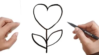رسم قلب سهل رسم ورده سهلة رسم ورده على شكل قلب كيفية رسم ورده على شكل قلب رسم سهل جدا تعلم الرسم 