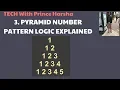 3 Number patterns in java - Program to print pyramid number pattern with for loop