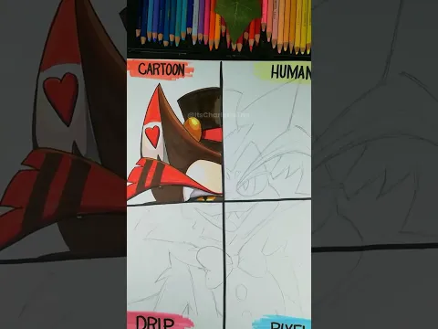 π³ Drawing HUSK but in 4 β¨ DIFFERENT STYLES β¨ pt 1 #shorts #art #hazbinhotel