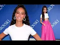Joan Smalls flaunts her washboard abs and underboob at the CFDA Awards