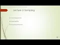 Statistics Basics Lecture 5 Sampling