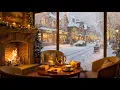 Download Lagu Coffee Relaxing Music with Firelace in Winter Snow by Window ☕ Smooth Jazz Music for Work, Study