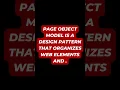 What is Page Object Model POM in Selenium selenium interview questions and answers