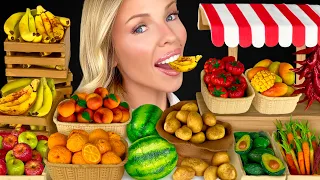 ASMR MUKBANG, Miniature Food, Tiny Fruits, Potatoes, Mango, Watermelon, Green Apples, Mini Market 먹방
