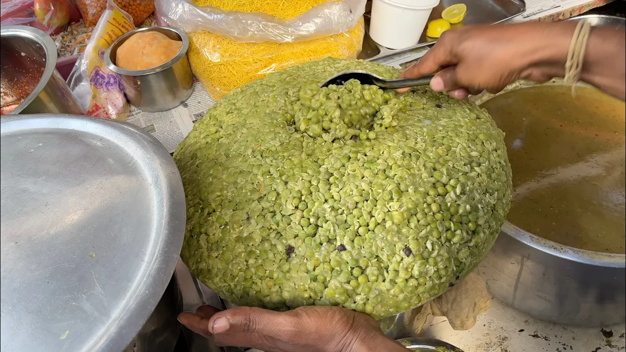 Unique Green Peas Papdi Chaat in Bangalore   Street Food