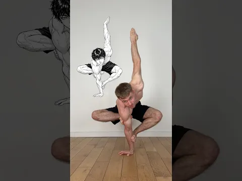 Jumping into this Baki pose is so satisfying 😊#bakipose #anime #manga #mobility #yogachallenge #gym