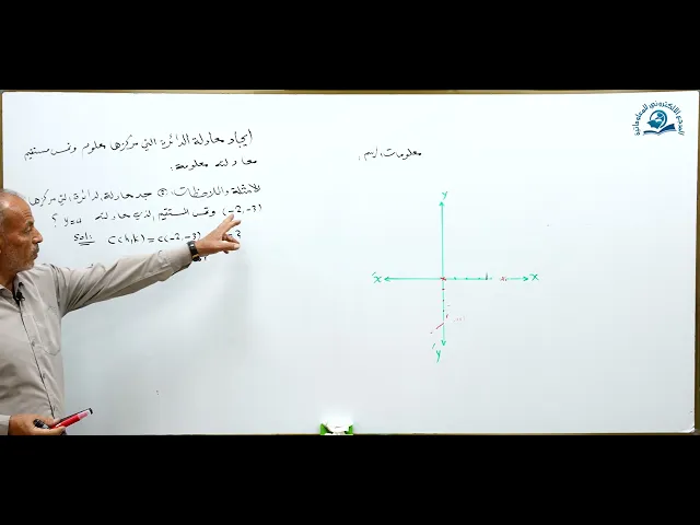 ⁣مادة الرياضيات للصف الخامس الاعدادي : ايجاد معادلة الدائرة التي مركزها معلوم الجزء الاول