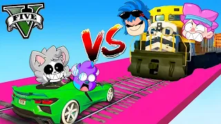 TREN vs COCHES en GTA 5 ☠️ la CARRERA a MUERTE