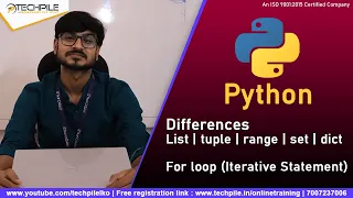 list tuple set dict and range data type in python in hindi for loop in python in hindi